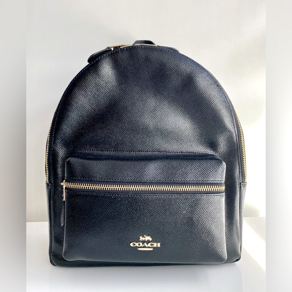 Coach Black Leather Backpack - Picture 1 of 5